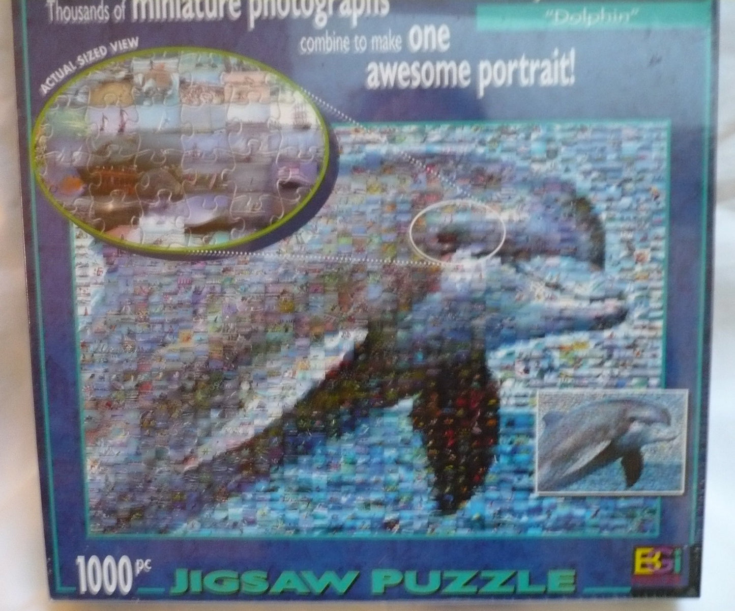 American Puzzles Photomosaic Dolphin Jigsaw Puzzle - 1000 Pieces, Cardboard Construction, Fun for All Ages