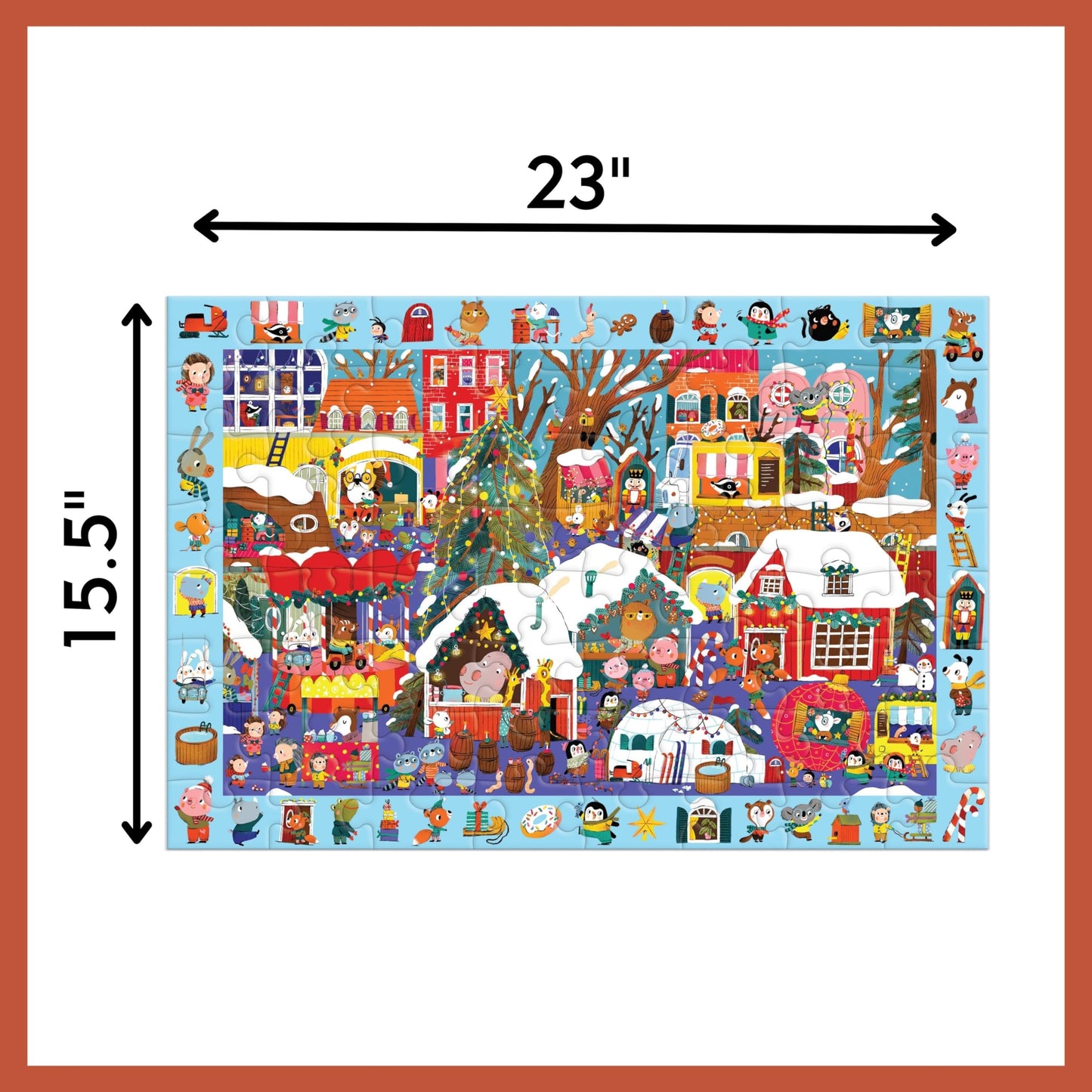 Mudpuppy Christmas Market - 64 Piece Search & Find Jigsaw Puzzle Featuring Festive Critters Shopping Around The Christmas Market
