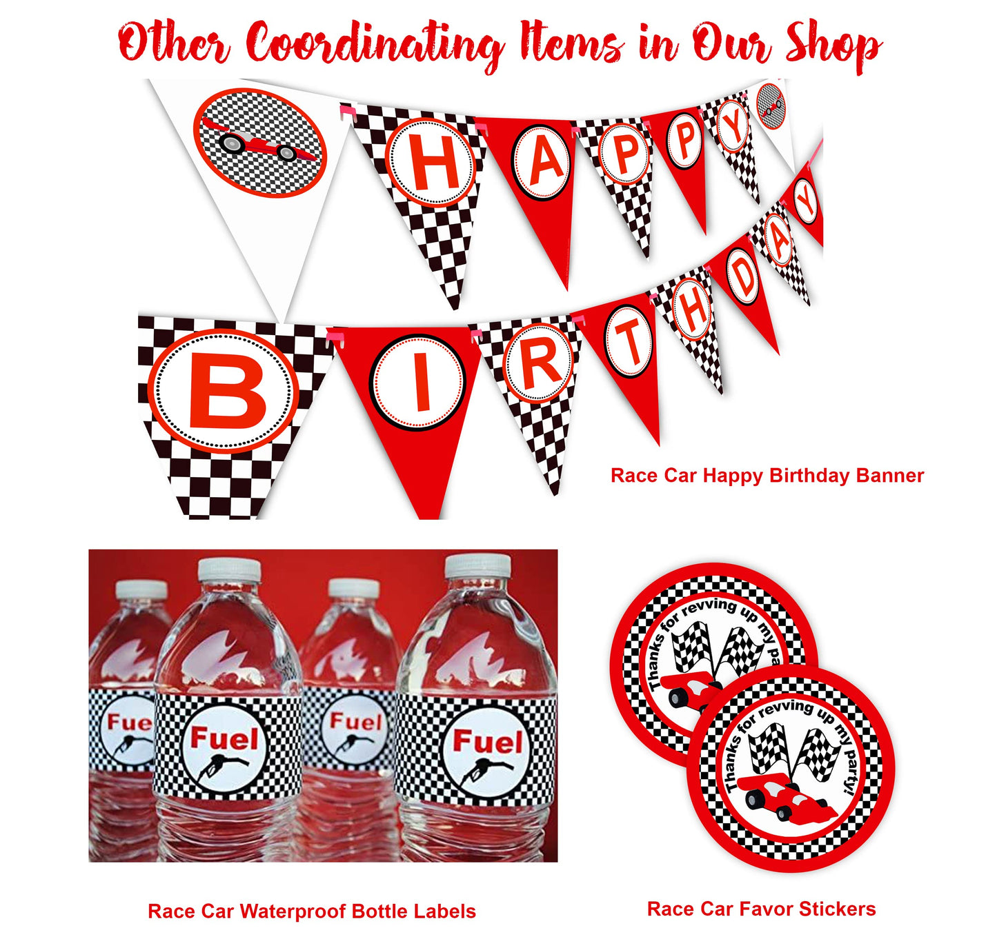 Race Car Birthday Banner Pennant