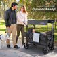 Momfann Double-Seater Baby Wagon With Canopy, Push Pull Stroller With Adjustable Handle, Wagon Stroller For 2 Kids & Outdoor Adv