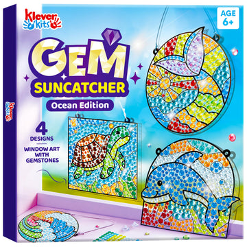 Klever Kits Diamond Art Kits for Kids, 4PCS Gem Painting Kit, Window Art Suncatchers Mosaic Kits Crafts for Girls Boy Birthday G
