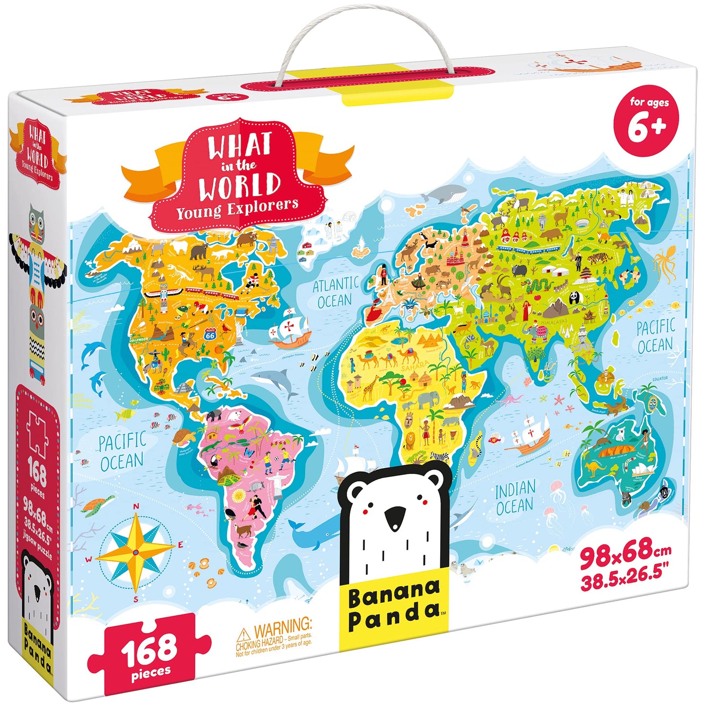 Banana Panda - What In The World Young Explorers - Jigsaw Puzzle And Learning Activity For Kids Ages 6 Years And Up,Multicolor