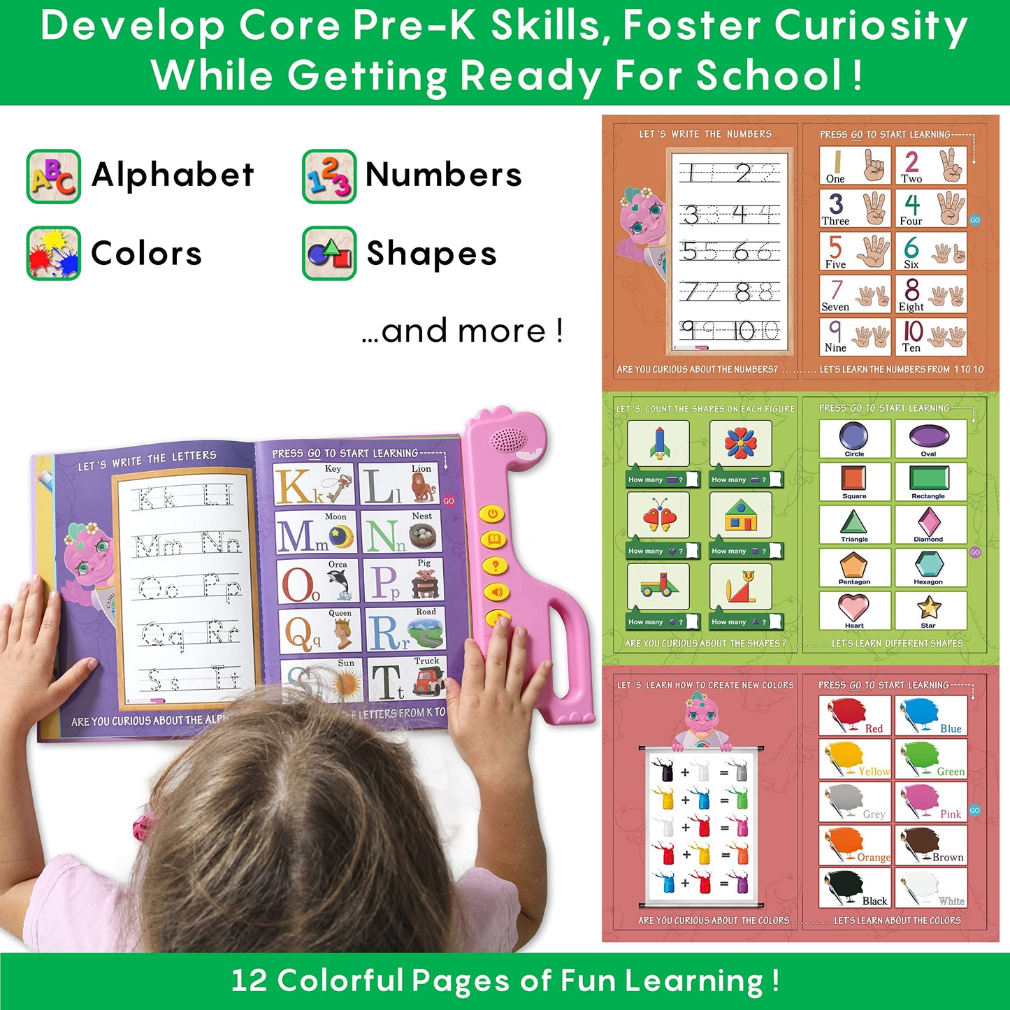 Curious 2 Learn Abc Learning For Toddlers, Busy Book, Speech Therapy, Alphabet Sound Book, Preschool Learning Activities, Letter Tracing, English & Spanish, Educational Toys - Age 3+ Girls / Boys