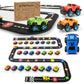 Skoolzy 36-Piece Alphabet Cars - Alphabet Learning Toys With Felt Track Set For Abc Recognition - Ideal Manipulatives For Preschoolers, 3 Year Old Boy Gift, And Toys For 2 Year Old Boys