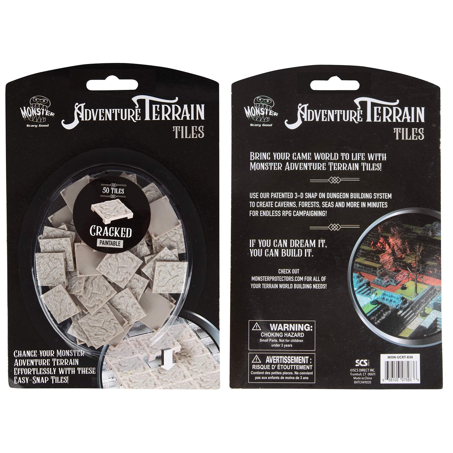 Monster Adventure Terrain - 50Pc Cracked Style Tile Expansion Pack Paintable 1''X1'' Tile Set- Amazing Tabletop Terrain In Minut