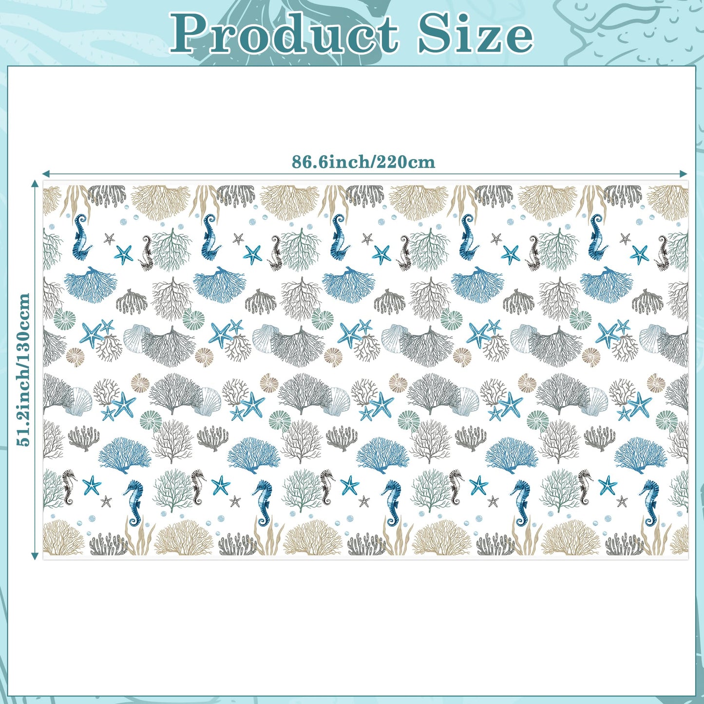 G1ngtar 3Pcs Ocean Seashell Party Tablecloths - Coastal Beach Summer Disposable Plastic Waterproof Rectangular Table Covers Star