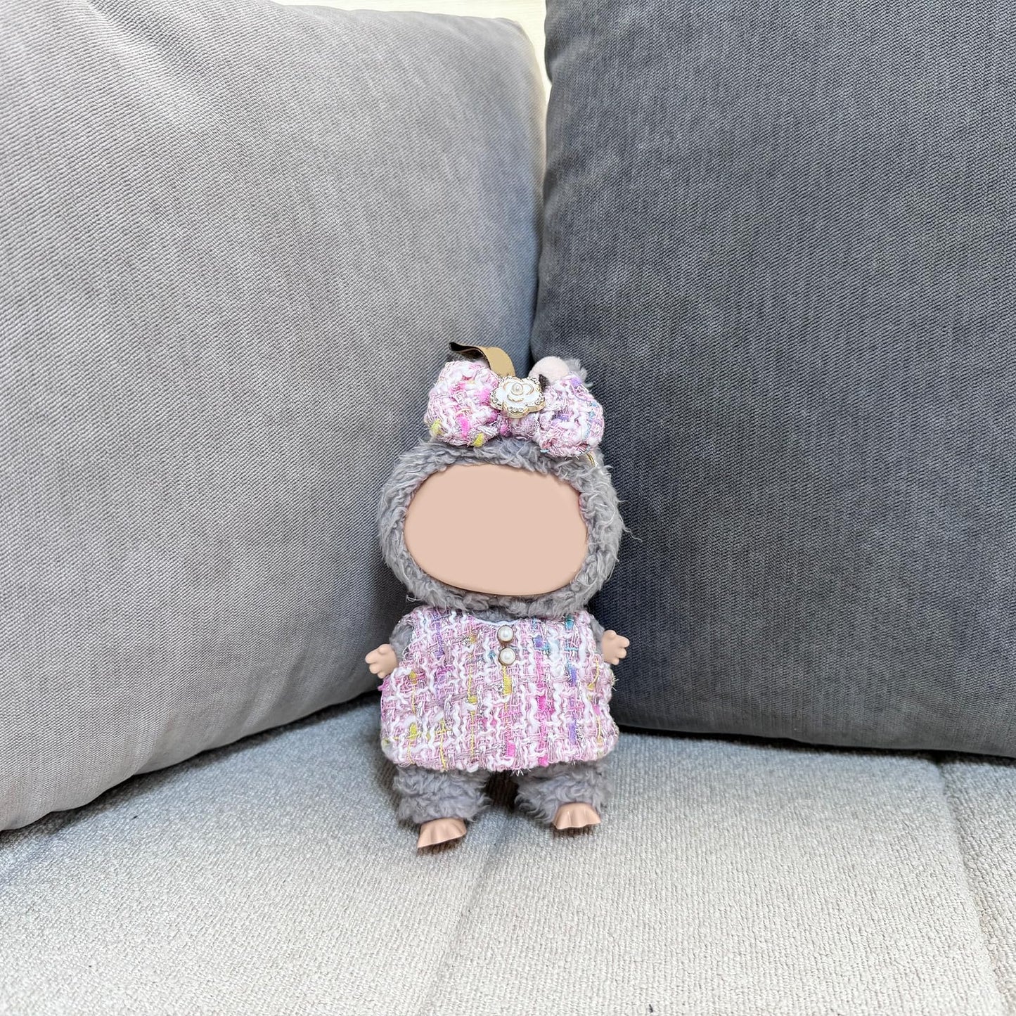 17cm Doll Clothes Set(NO Doll) - Cute Knit Sweater & Handcrafted Crochet Skirt  Soft Stretch Fabric Costume Accessories Kawaii Bow Dresses Suit