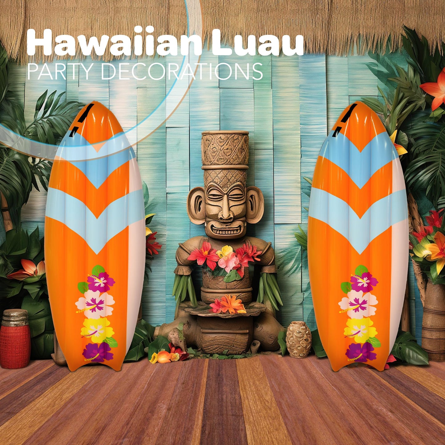 5.5 Ft Inflatable Surf Board Decoration, Pool Luau Parties Toy For Beach Inflatable Surfboard Float For Adults Kids Surfing Hawaiian Luau Beach Summer Party Prop Decoration By 4E'S Novelty