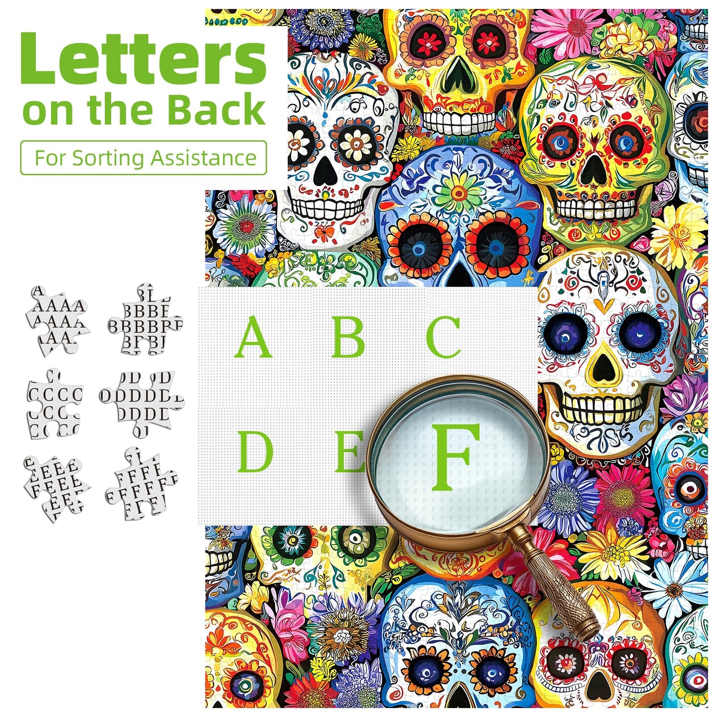 Mexican Day of The Dead (Dia de Los Muertos) 1000 Piece Puzzles for mature-themeds  Artistic Skull Flower for mature-themeds Puzzle  for Gifts Birthday Party Games Family  27.5 * 19.7 inch Dust Free Puzzle