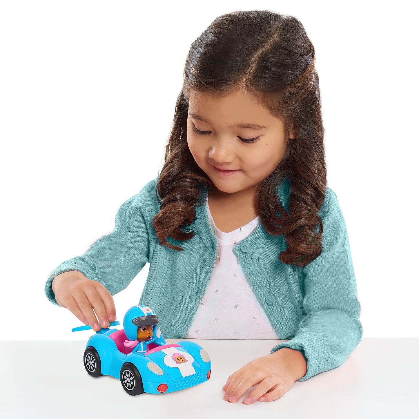 Bubble Guppies Molly's Fin-tastic Racer, 4-inch Molly Figure and matching Fin-tastic Racer, Blue, Kids Toys for Ages 3 Up by Jus