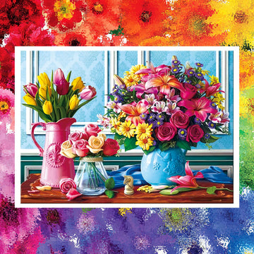 1000 Pieces Flower Puzzles For Adults, 2 Pack Colorful Flowers Jigsaw Puzzles, Spring Plants Rose Daisy Blooms Challenging Funny