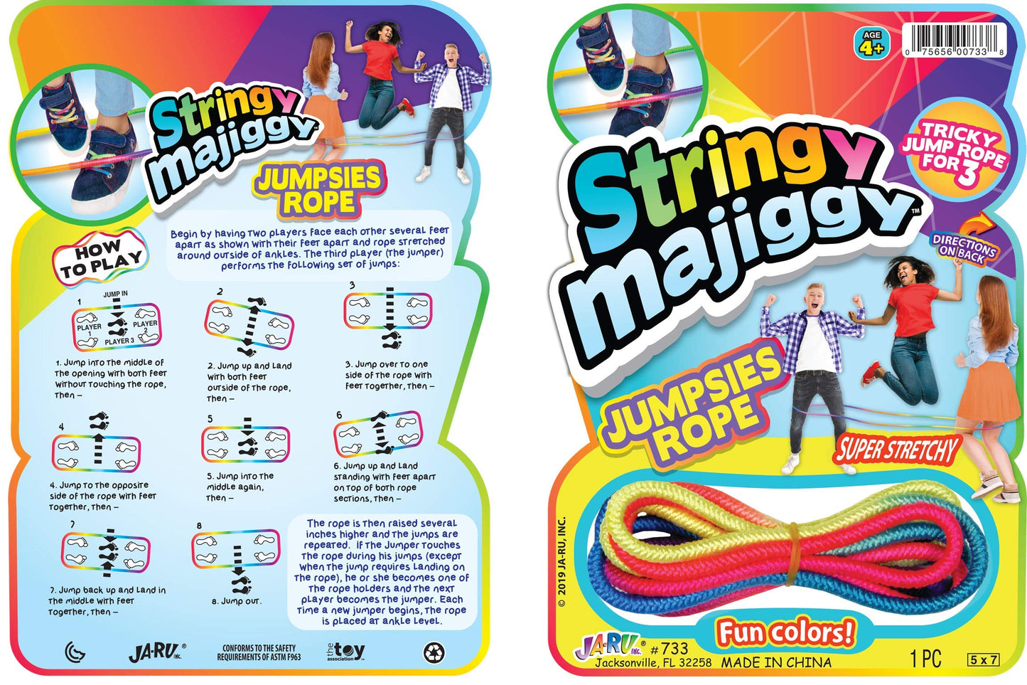 2Chill Chinese Jump Rope (8 Packs) Elastic Skipping Rope Game For Kids & Adults | Colorful Stretchy Jump Rope For Kids, Girls An