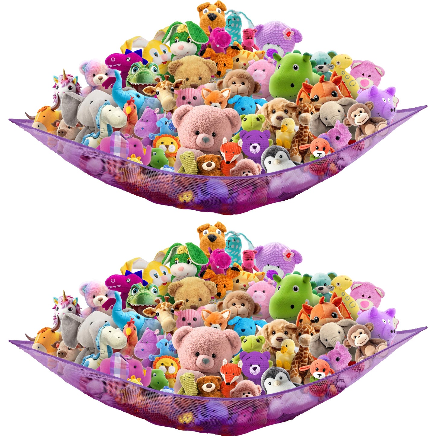 Simple Houseware 2 Pk - Stuffed Animals Jumbo Toy Storage Hammock, Purple