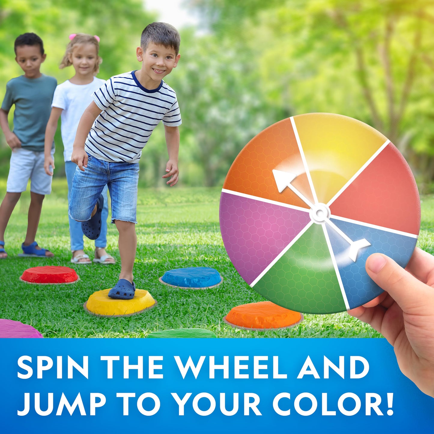 Blue Marble National Geographic Stepping Stones For Kids - 7 Durable, Non-Slip Stones Encourage Toddler Balance & Motor Skills,