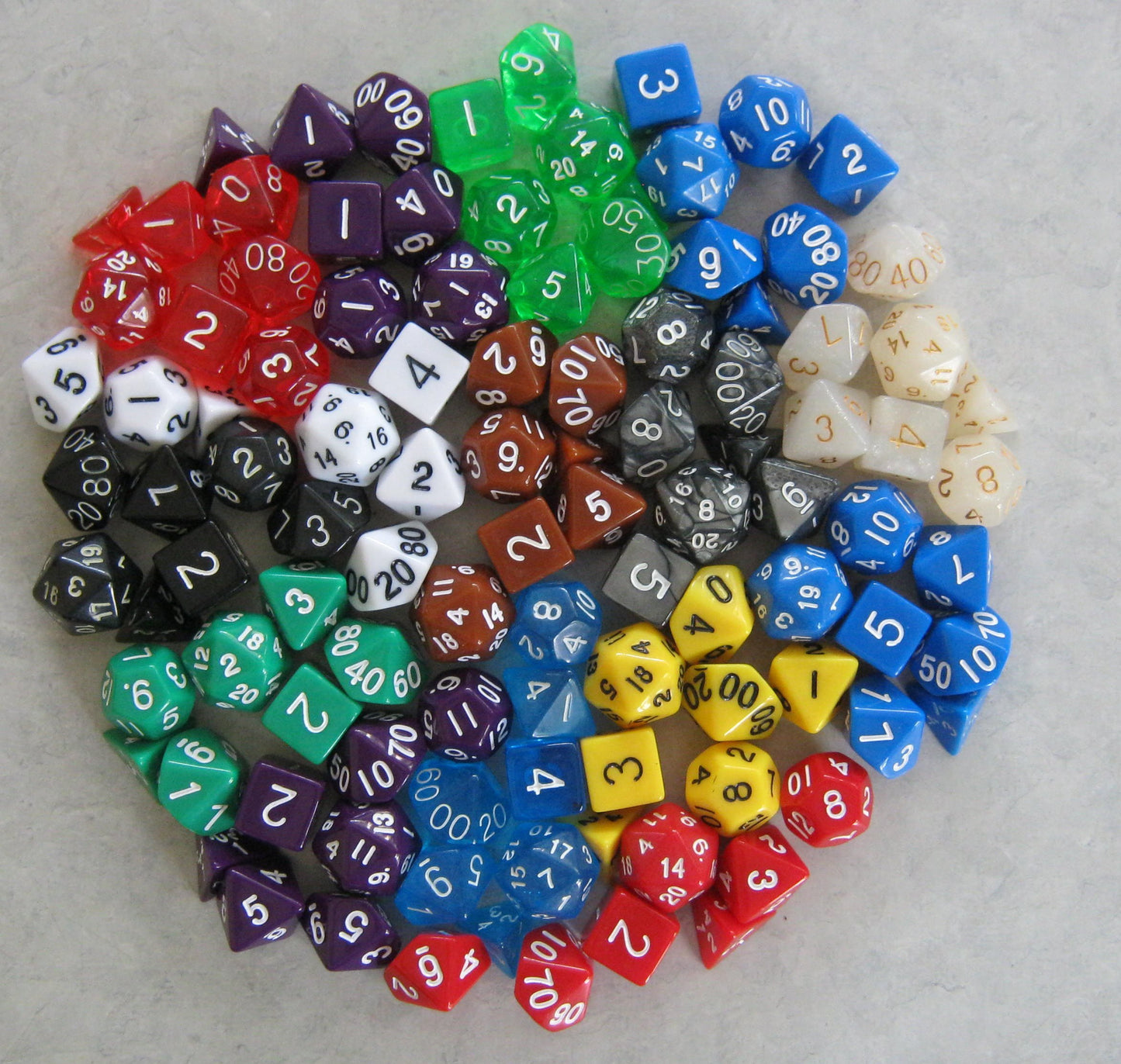 15x Sets of 7 (that is, 105!) Polyhedral Dice for RPGs (Dnd, Pathfinder) with 7 Dice Bags!