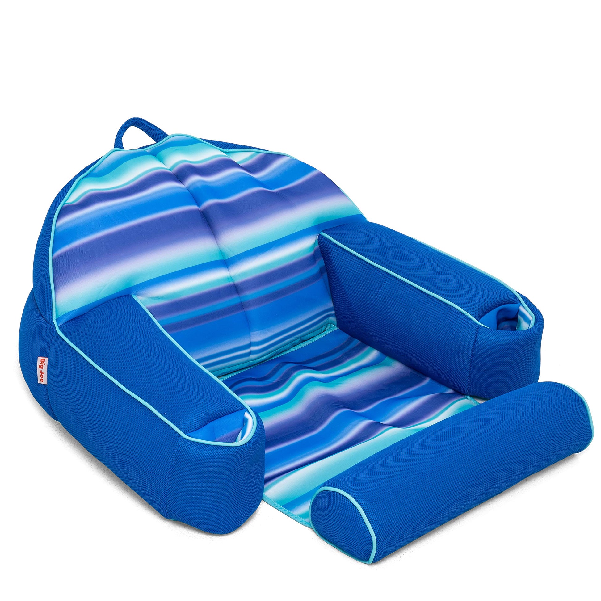 Big Joe Lazy Lounger No Inflation Needed Pool Float With Headrest And Footrest, Blurred Blue Double Sided Mesh, Quick Draining Fabric, 3.5 Feet Lounger