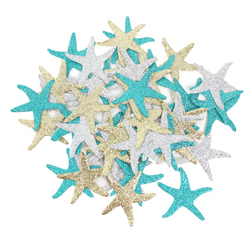 Mybbshower Glitter Paper Starfish Confetti for Birthday Party Table Scatter Beach Theme Party Wedding Decorations DIY Crafts Pac