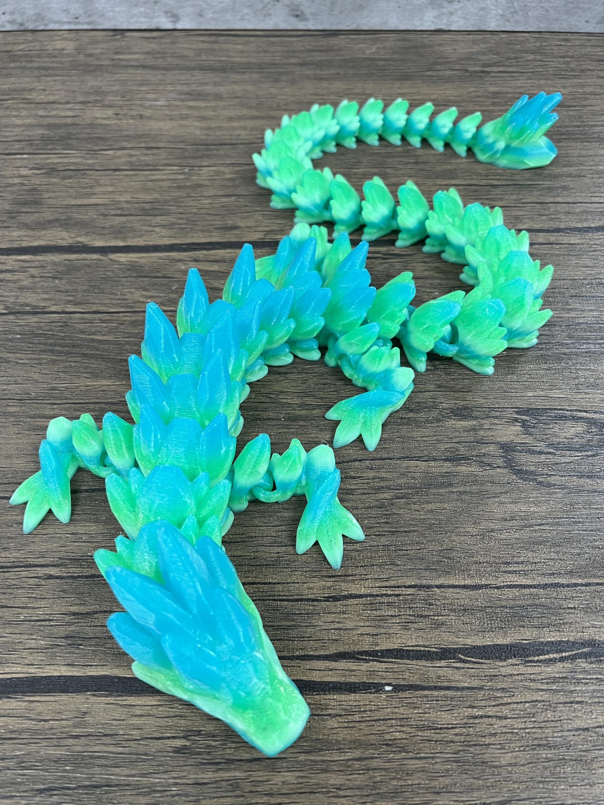 Munnygrubbers - Xl 26' Crystal Dragon Fidget Toy - Heavy Duty - 3D Printed Flexible Articulating Dragon Plastic Collectible Figurine - Surprise Egg Compatible - (Spring Dragon)