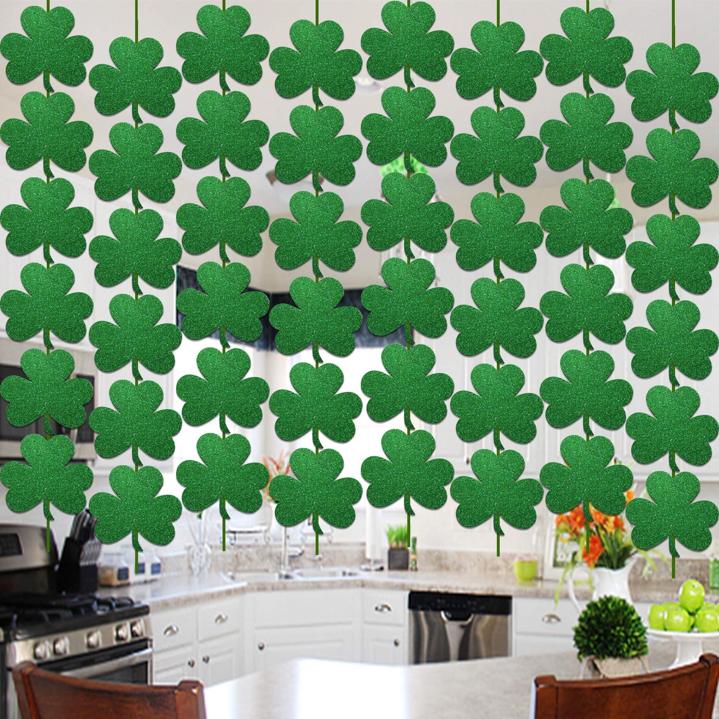 GOER St. Patricks Day Shamrock Decorations,12 Pcs Hanging Swirls for St. Patricks Day Party Supplies