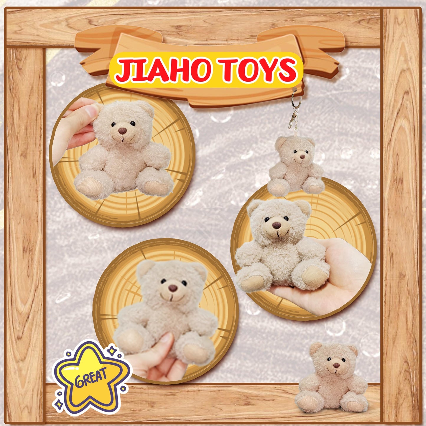 Teddy Bear Stuffed Animal, Cute Animal Plushies for Girls, Boys and Babies, Stuffed Bear Plush Toys, Adorable Khaki Bear Stuffed