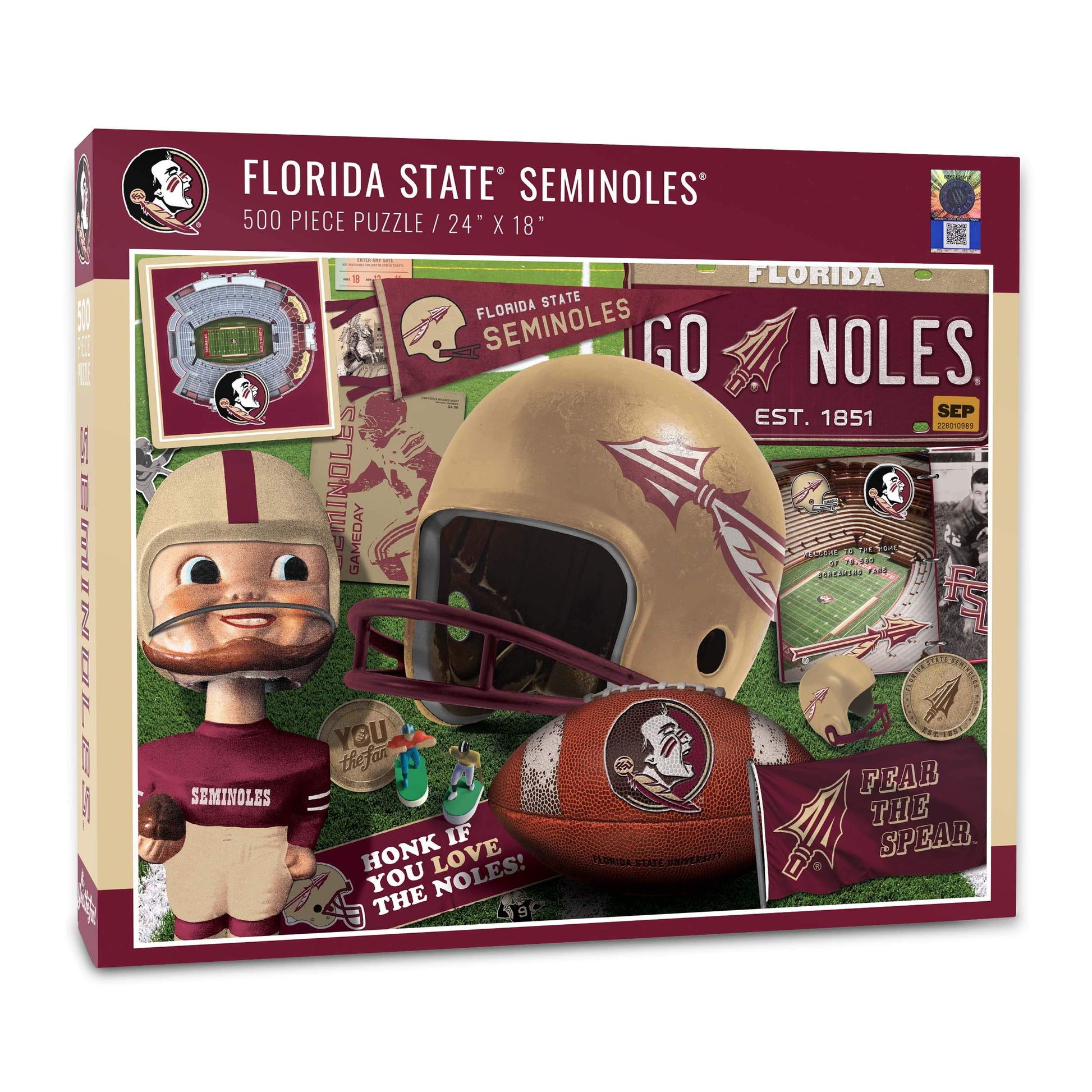 Youthefan Ncaa Florida St Seminoles Retro Series Puzzle - 500 Pieces, Team Colors, Large