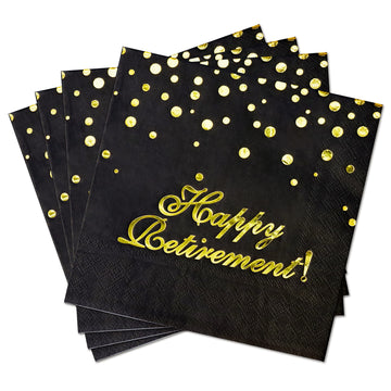 Pandecor 50 Pack 3 Layers Birthday Party Supplies,6.5 X 6.5 In Paper Napkins Birthday Party Decorations (Retirement Napkins)