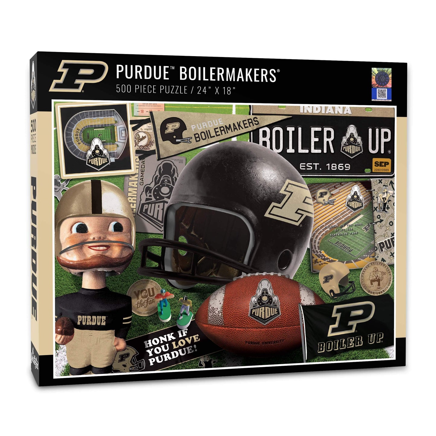 YouTheFan NCAA Purdue Boilermakers 500-Piece Retro Puzzle - Team Colors, Cardboard, Model 0954323