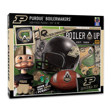 YouTheFan NCAA Purdue Boilermakers 500-Piece Retro Puzzle - Team Colors, Cardboard, Model 0954323