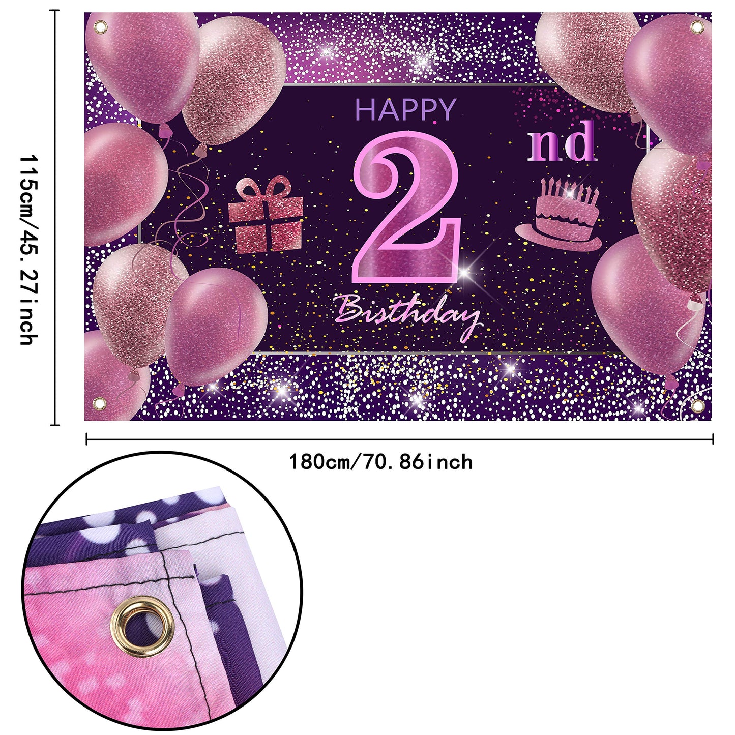 2Nd Birthday Decorations For Girls Imisi Happy Birthday Banner Pink Decorations For A Party Birthday Backdrop For Women