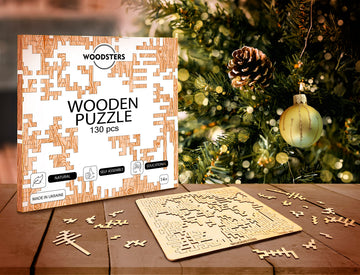 WOODSTERS Wooden Jigsaw Puzzle - Aztec Labyrinth, 130 Pieces, Challenging Design for Adults, Natural Wood Color