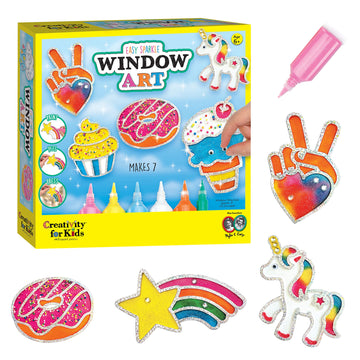 Creativity for Kids Easy Sparkle Window Art Kit - Paint and Decorate 7 DIY Suncatchers, Arts and Crafts for Kids Ages 6-8+, Acti