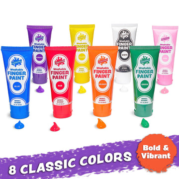 Imagination Works Washable Finger Paint For Kids, Variety 8 Pack | Nontoxic, Washable Toddler Paint Set For Kids | Easy-To-Squee