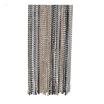 Gold, Black and Silver Bead Necklaces (set of 48) Bulk Mardi Gras Supplies