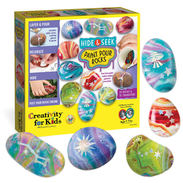 Creativity For Kids Hide And Seek Paint Pour Rock Painting Art Kit - Arts And Craft Activities For Kids, Assorted Color, 1 Count (Pack Of 1)