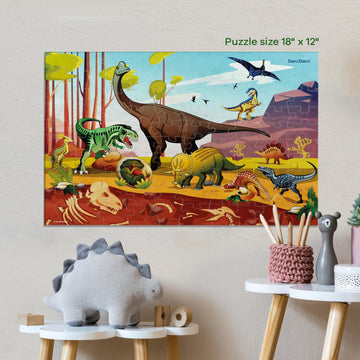 Glow In The Dark 100 Piece Dinosaur Puzzle For Kids - Dinosaurs Jigsaw Puzzles Toys For Boys & Girls Ages 6-8 - Christmas Birthday Gifts For Age 6 7 8 Year Old Toddler Boy Girl Gift - Dino Toy