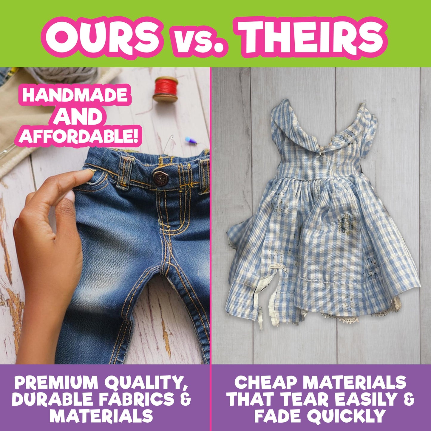 Dress Along Dolly Casual Back to School Day Doll Outfit for 18 Dolls - enhanced Handmade Clothes -4 Piece Clothes Set Costume Includes Shirt  Skirt  Shoes  & Purse  Gifts for Girls Kids Birthday