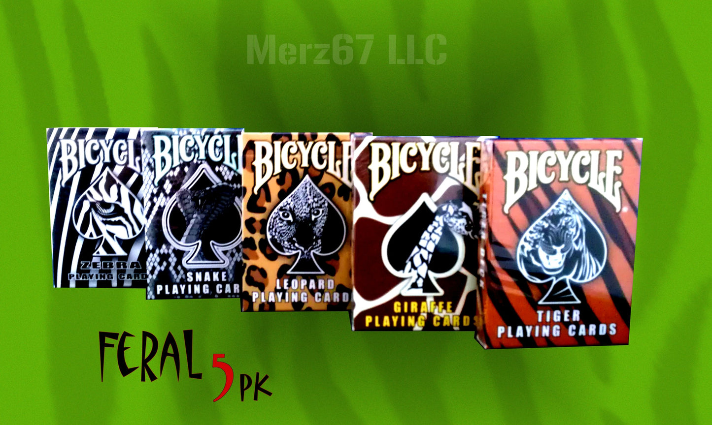 Feral 5 Pack Bicycle Playing Cards
