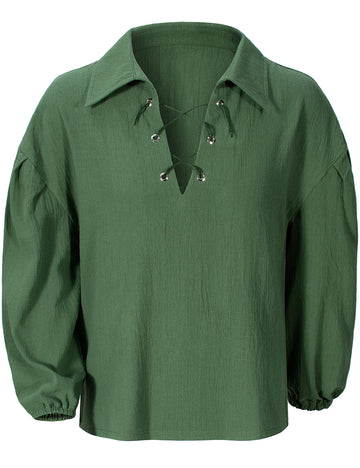 Kids Medieval Viking Pirate Renaissance Retro Costume Shirt for Boys Halloween Party Cosplay 8-10 Years Green