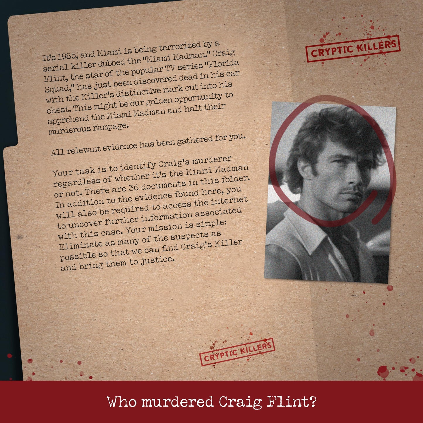 Unsolved Murder Mystery Game - Cold Case Files Investigation - Cryptic Killers - Detective Clues/Evidence - Solve The Crime - For Individuals, Date Nights & Party Groups - 'Murder In Miami'