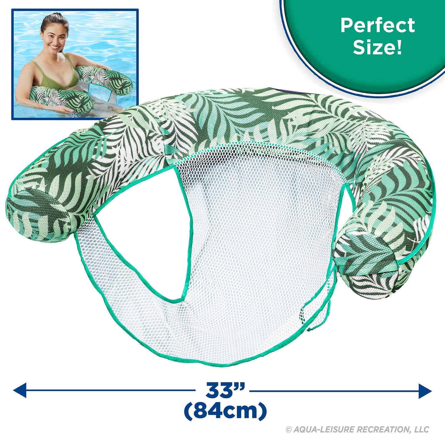 Aqua Supreme Oversized Inflatable Pool Noodle Chair – Soft Mesh Sling-Floating Chair Noodle Float – Teal Fern