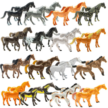 Prextex Plastic Horses Party Favors, 32 Count (All Different Horses In Various Poses And Colors) Best Toy Gift For Boys