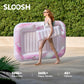 SLOOSH Inflatable Tanning Pool Lounger Float  70 x 46 Pool Floats mature-themed with Pillow  4 in 1 Suntan Tub Raft Floatie Sunbathing Bed Lounge for Water Blow Up Ball Pit Party Gifts  Pink Marble