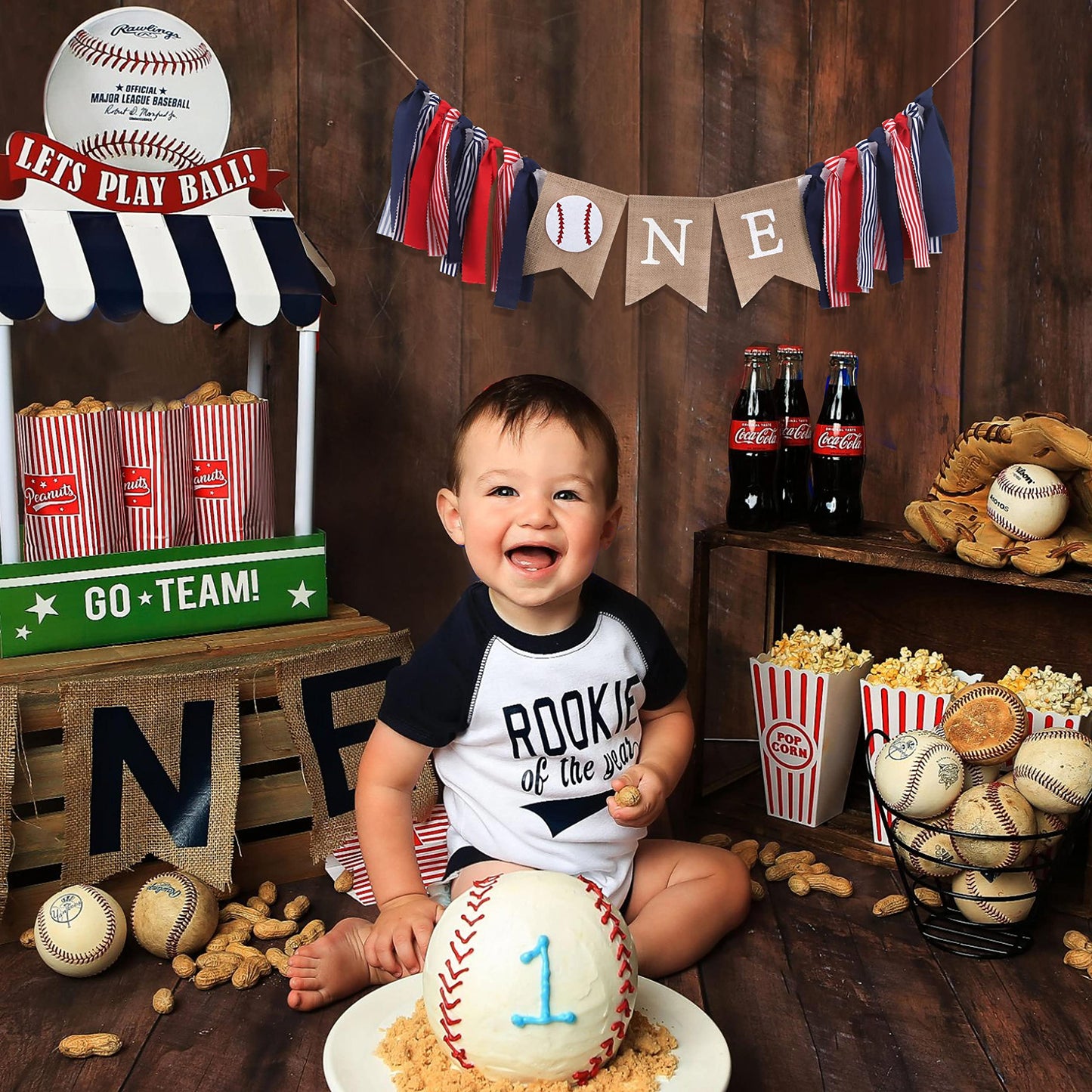 WAOUH Baseball 1st Birthday Banner - High Chair Decoration, Plastic, All-Star Theme, Ideal for Little All-Star Celebrations