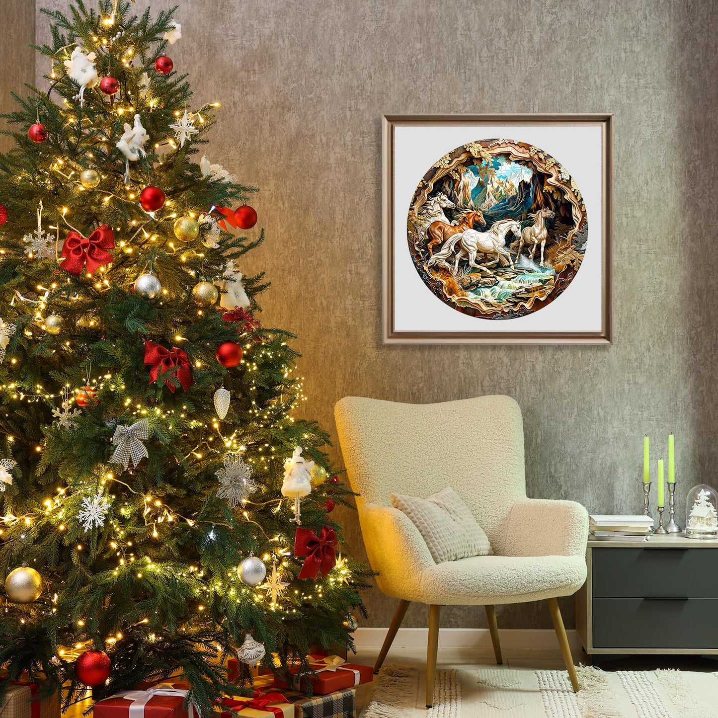 Wooden Puzzles for mature-themeds - Horse Wooden Jigsaw Puzzle - Unique Shape 3D Vision Wood Puzzles mature-themed - Christmas Birthday Gifts for mature-themeds/Friends/Family - 100pcs 8.5 * 8.5in