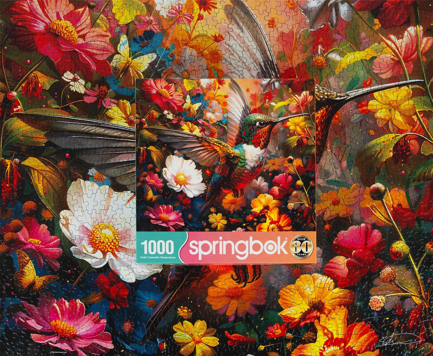 Springbok 1000 Piece Hummingbird Dream Puzzle - 24"x30" Cardboard, Vivid Hummingbird & Flowers Design