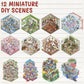 DIY 3D Sticker Scene, 12 Sets Fun DIY 3D House Stickers, Make Your Own Mini Room Scenes, Cute Cartoon 3D Miniature Scene Sticker