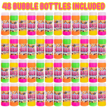 Artcreativity Bubble Bottles With Wand - 48 Pack Bubbles For Kids Bulk Party Favors, Outdoor Summer Toys, Birthday Goodie Bag Fi
