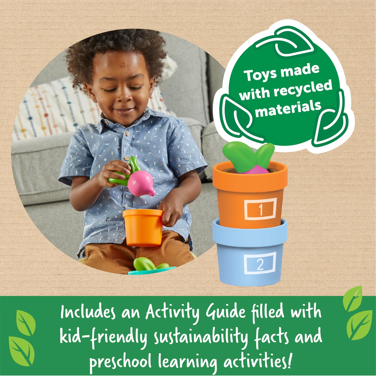 Learning Resources Hide & Seek Vegetable Garden , Preschool Learning Activities, Montessori Toys, Sustainable Toys, Easter Gifts, Ages 18 Months+, 10 Pieces