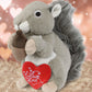DolliBu I Love You Valentine Plush Grey Squirrel - Cute Stuffed Animal with Red Heart and Name Personalization Gift for Valentines Day  Birthday  Anniversary  Romantic Date - 8 Inches