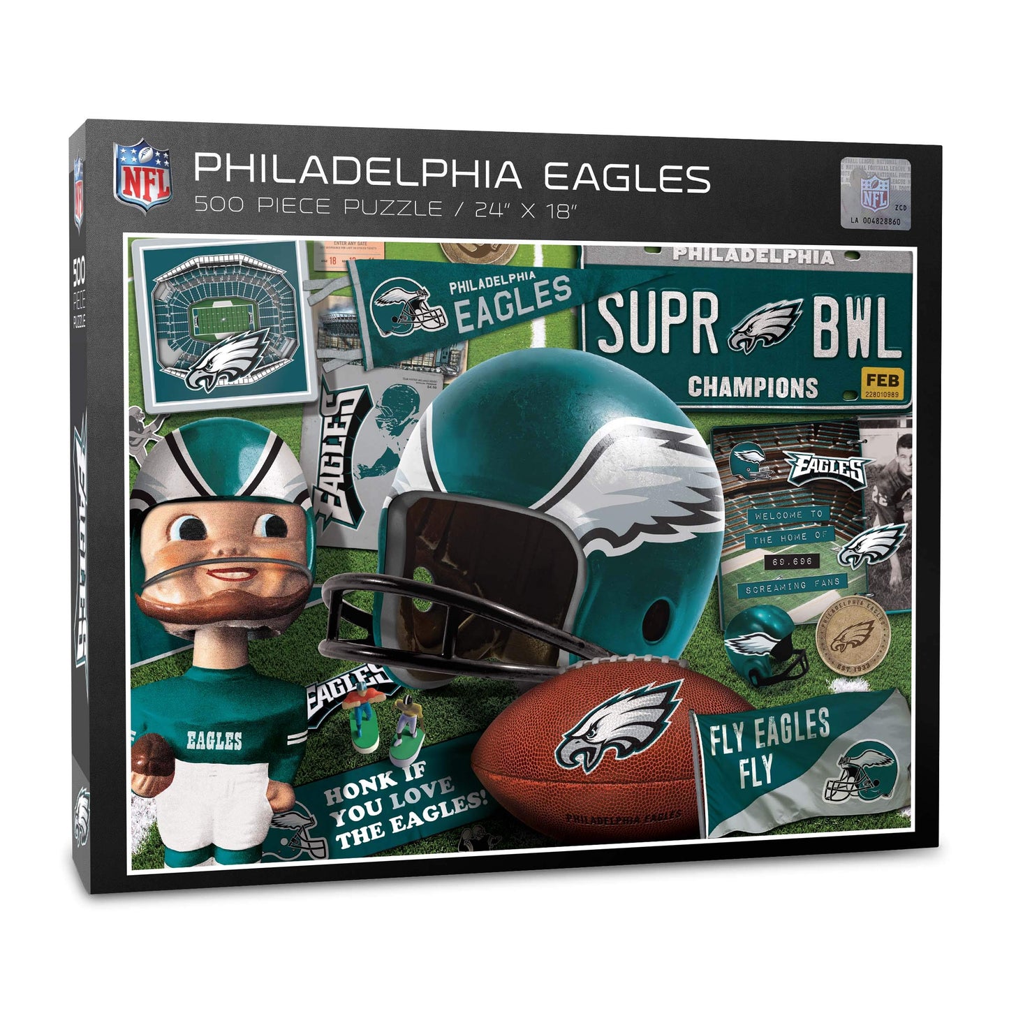 YouTheFan NFL Philadelphia Eagles Retro Puzzle - 500 Pieces, Team Colors, Cardboard, Model 0951469